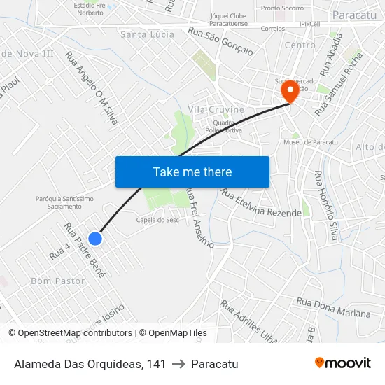 Alameda Das Orquídeas, 141 to Paracatu map