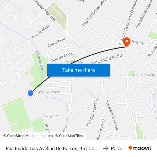 Rua Euridamas Avelino De Barros, 95 | Colégio Objetivo to Paracatu map