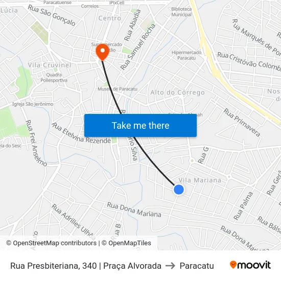 Rua Presbiteriana, 340 | Praça Alvorada to Paracatu map
