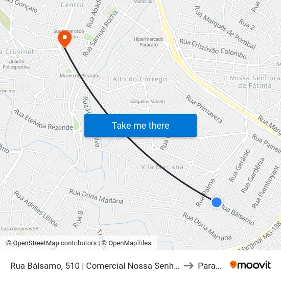 Rua Bálsamo, 510 | Comercial Nossa Senhora Da Lapa to Paracatu map
