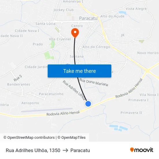 Rua Adrilhes Ulhôa, 1350 to Paracatu map