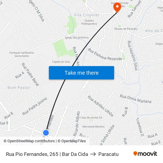Rua Pio Fernandes, 265 | Bar Da Cida to Paracatu map