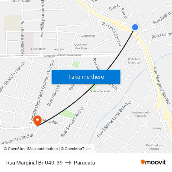 Rua Marginal Br-040, 39 to Paracatu map