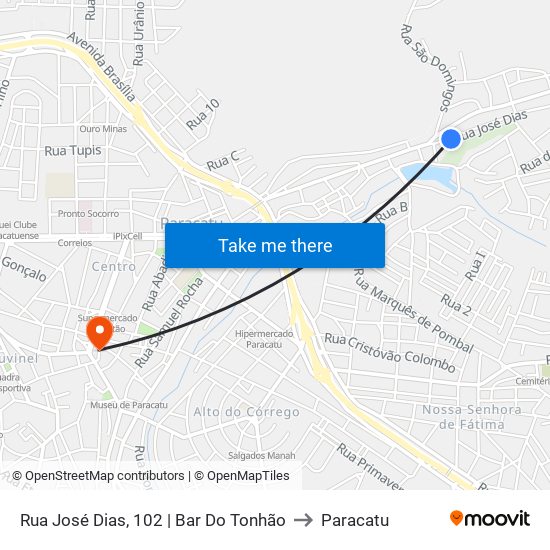 Rua José Dias, 102 | Bar Do Tonhão to Paracatu map