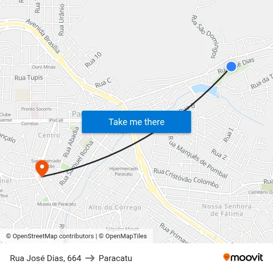 Rua José Dias, 664 to Paracatu map