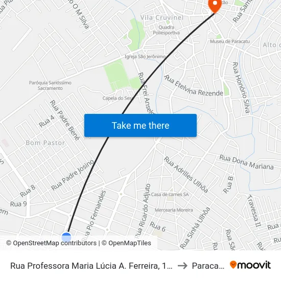 Rua Professora Maria Lúcia A. Ferreira, 110 to Paracatu map