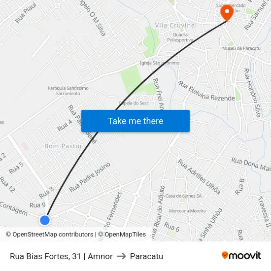 Rua Bias Fortes, 31 | Amnor to Paracatu map