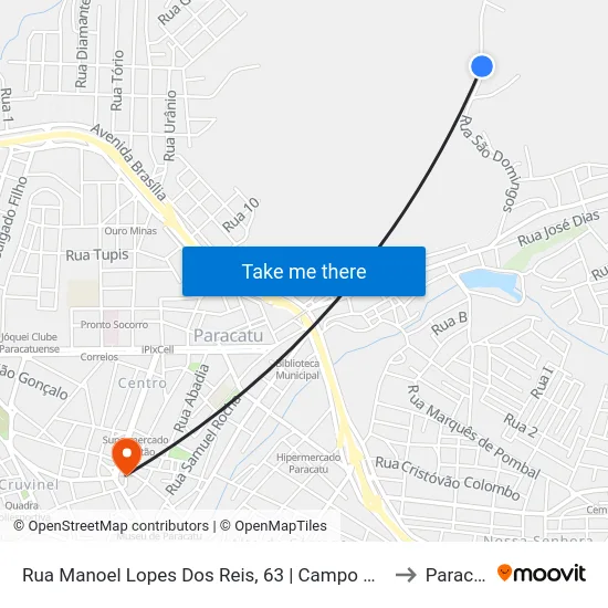 Rua Manoel Lopes Dos Reis, 63 | Campo De Futebol to Paracatu map