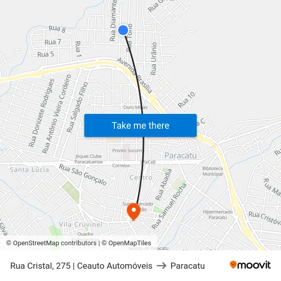 Rua Cristal, 275 | Ceauto Automóveis to Paracatu map
