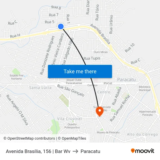 Avenida Brasília, 156 | Bar Wv to Paracatu map
