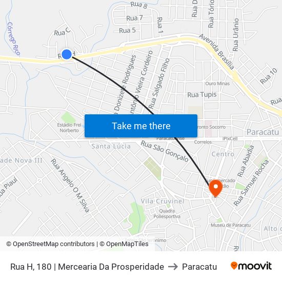 Rua H, 180 | Mercearia Da Prosperidade to Paracatu map