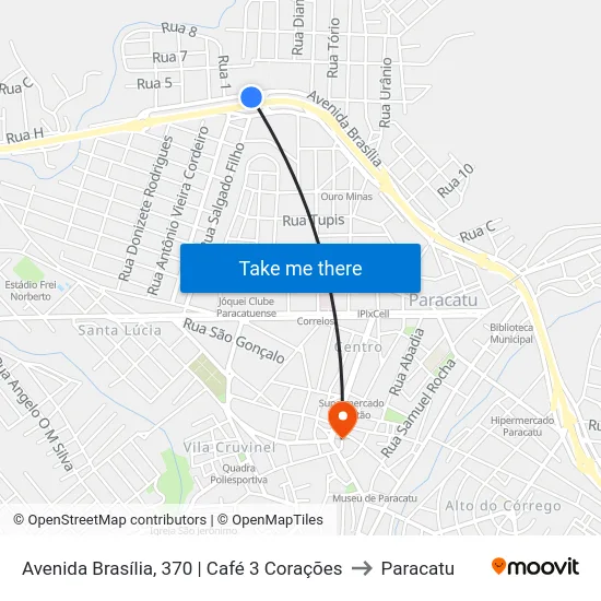 Avenida Brasília, 370 | Café 3 Corações to Paracatu map