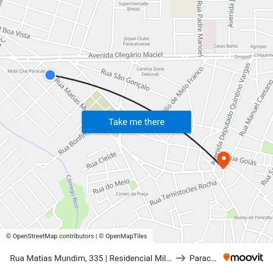 Rua Matias Mundim, 335 | Residencial Millenium to Paracatu map