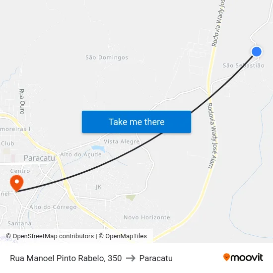 Rua Manoel Pinto Rabelo, 350 to Paracatu map