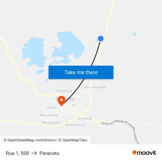 Rua 1, 500 to Paracatu map