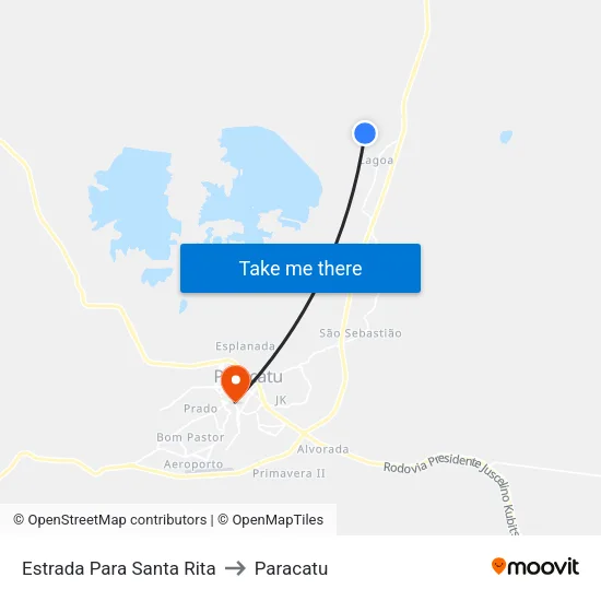 Estrada Para Santa Rita to Paracatu map