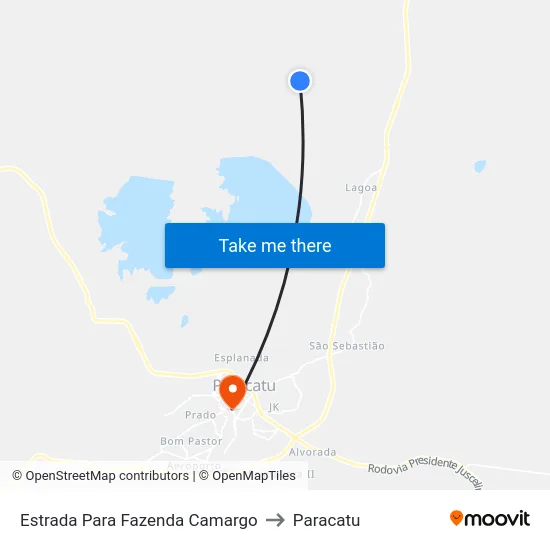 Estrada Para Fazenda Camargo to Paracatu map