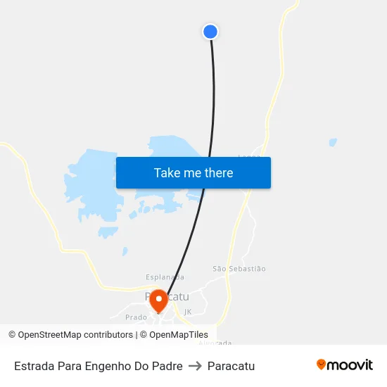 Estrada Para Engenho Do Padre to Paracatu map