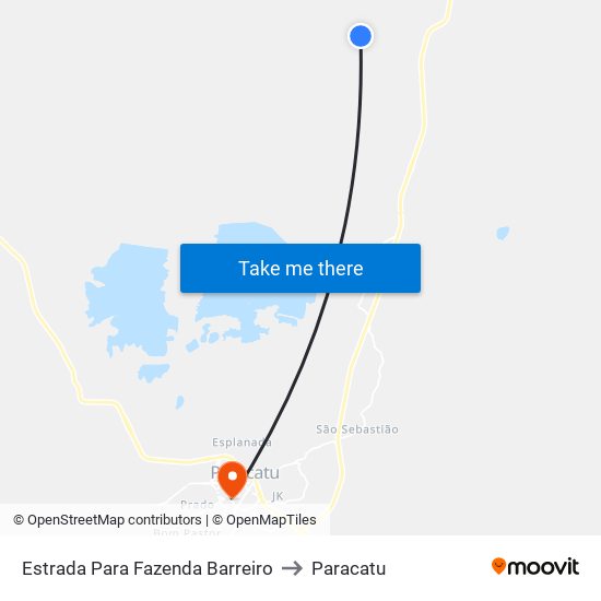 Estrada Para Fazenda Barreiro to Paracatu map