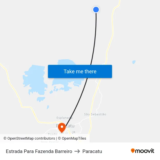 Estrada Para Fazenda Barreiro to Paracatu map