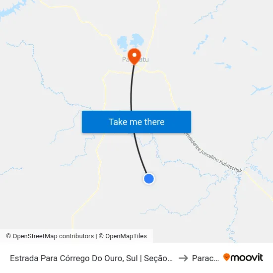 Estrada Para Córrego Do Ouro, Sul | Seção Maria Rosa to Paracatu map