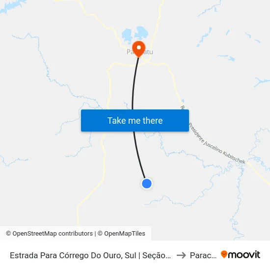 Estrada Para Córrego Do Ouro, Sul | Seção Maria Rosa to Paracatu map