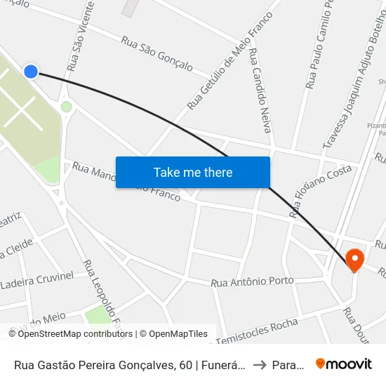 Rua Gastão Pereira Gonçalves, 60 | Funerária São João to Paracatu map