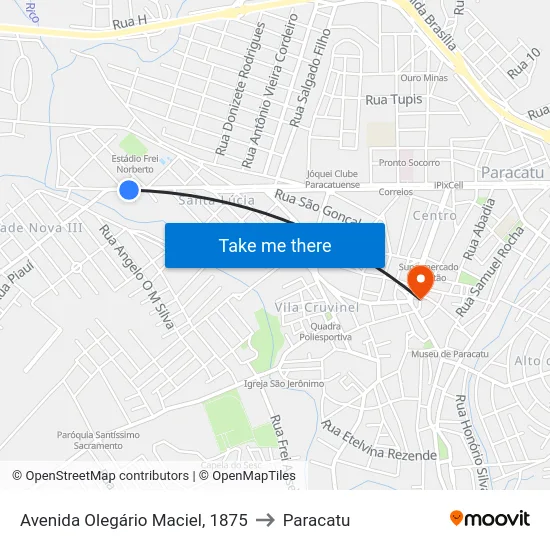 Avenida Olegário Maciel, 1875 to Paracatu map