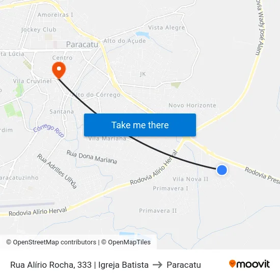 Rua Alírio Rocha, 333 | Igreja Batista to Paracatu map