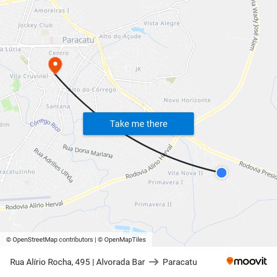 Rua Alírio Rocha, 495 | Alvorada Bar to Paracatu map