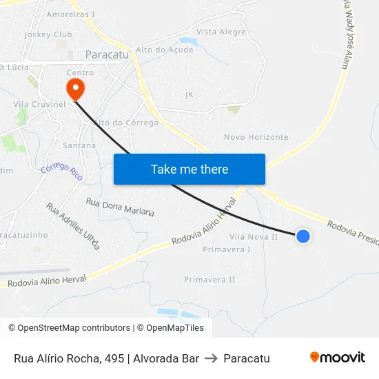 Rua Alírio Rocha, 495 | Alvorada Bar to Paracatu map