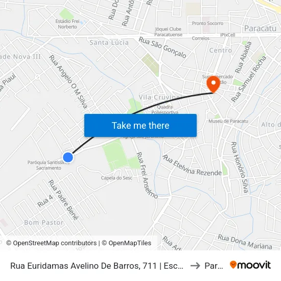 Rua Euridamas Avelino De Barros, 711 | Escola Estadual Affonso Roquette to Paracatu map
