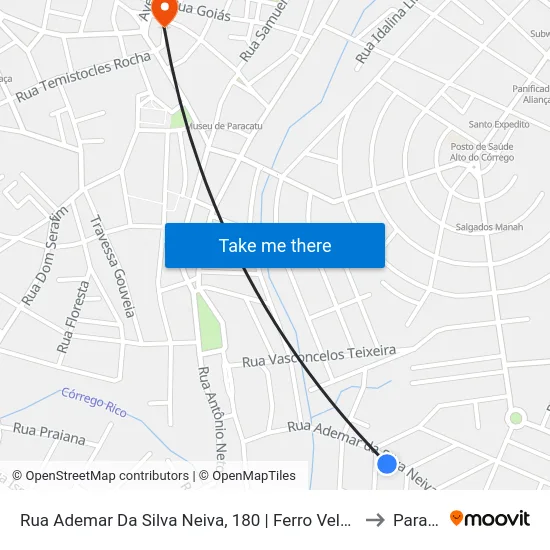Rua Ademar Da Silva Neiva, 180 | Ferro Velho Socorro Almada to Paracatu map