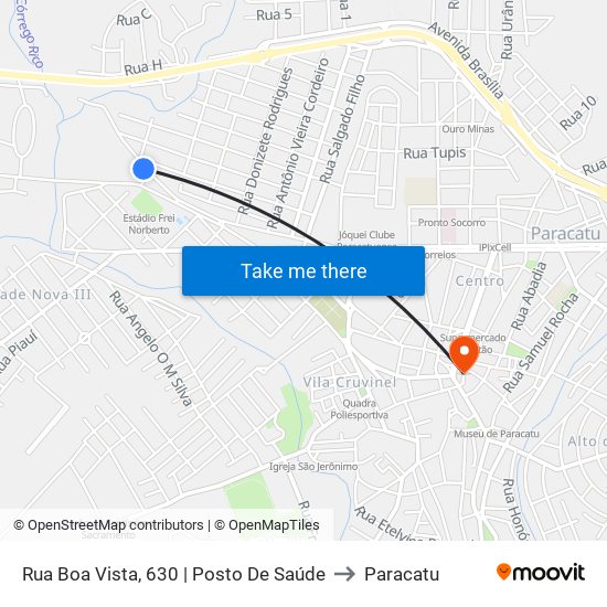 Rua Boa Vista, 630 | Posto De Saúde to Paracatu map