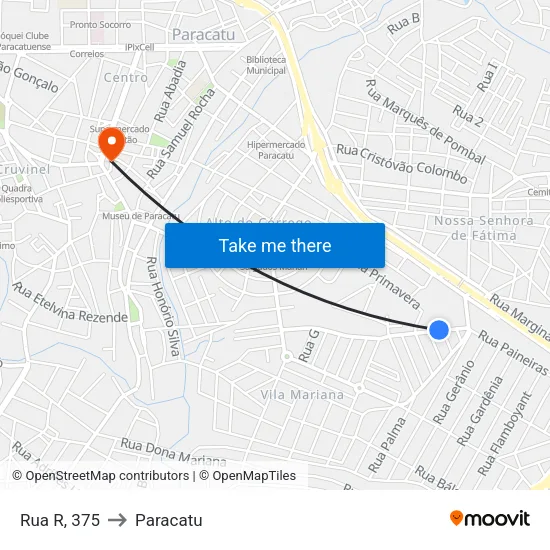 Rua R, 375 to Paracatu map