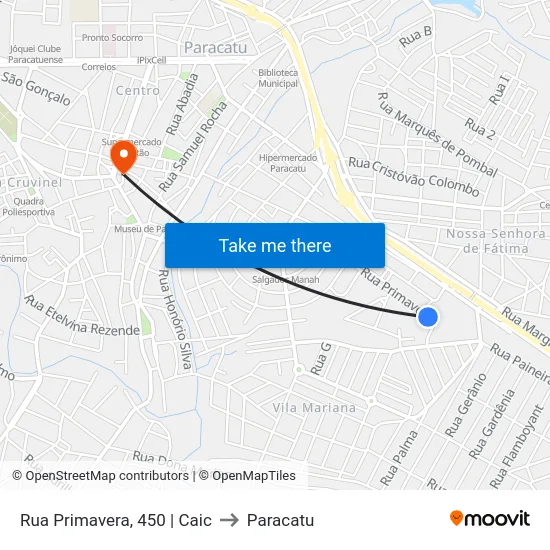 Rua Primavera, 450 | Caic to Paracatu map