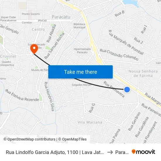 Rua Lindolfo Garcia Adjuto, 1100 | Lava Jato Do Posto Cruzeiro to Paracatu map