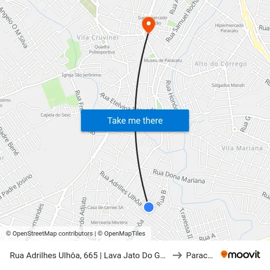 Rua Adrilhes Ulhôa, 665 | Lava Jato Do Gaspar to Paracatu map