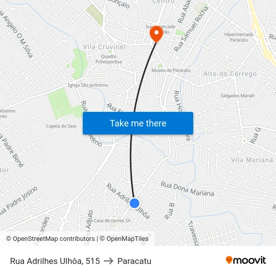 Rua Adrilhes Ulhôa, 515 to Paracatu map