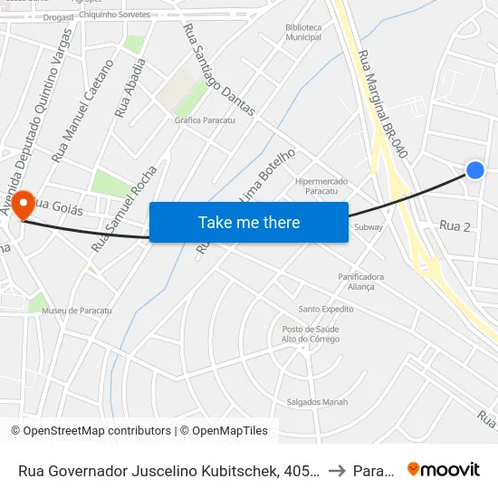Rua Governador Juscelino Kubitschek, 405 | Mercearia Jk to Paracatu map