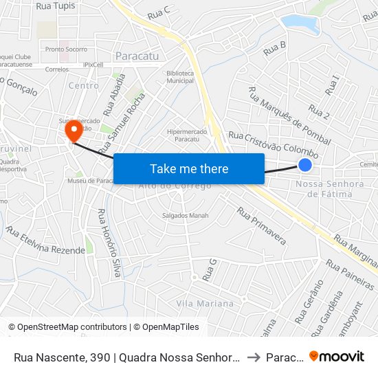 Rua Nascente, 390 | Quadra Nossa Senhora De Fátima to Paracatu map