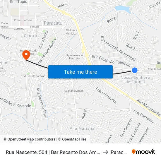 Rua Nascente, 504 | Bar Recanto Dos Amigos to Paracatu map