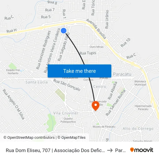 Rua Dom Eliseu, 707 | Associação Dos Deficientes Físicos De Paracatu to Paracatu map