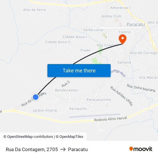 Rua Da Contagem, 2705 to Paracatu map