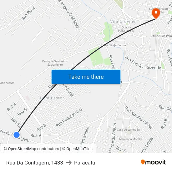 Rua Da Contagem, 1433 to Paracatu map