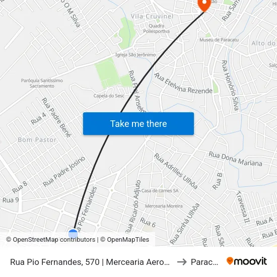 Rua Pio Fernandes, 570 | Mercearia Aeroporto to Paracatu map