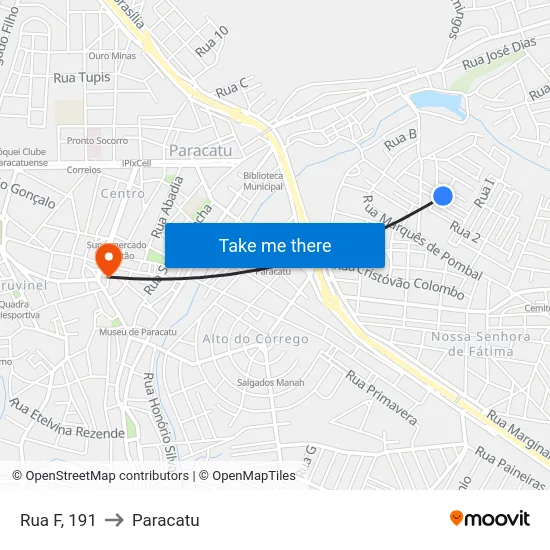 Rua F, 191 to Paracatu map