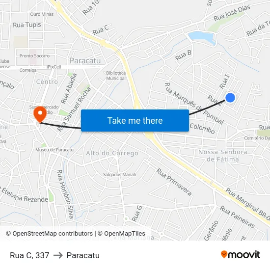 Rua C, 337 to Paracatu map