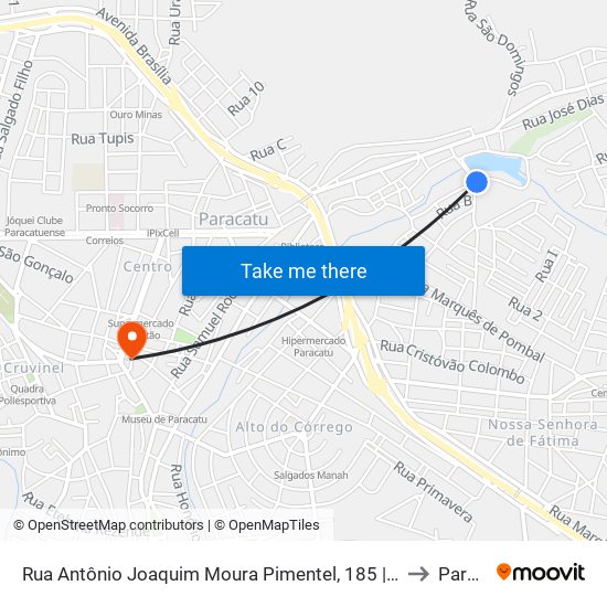 Rua Antônio Joaquim Moura Pimentel, 185 | Comunidade Santa Luzia to Paracatu map