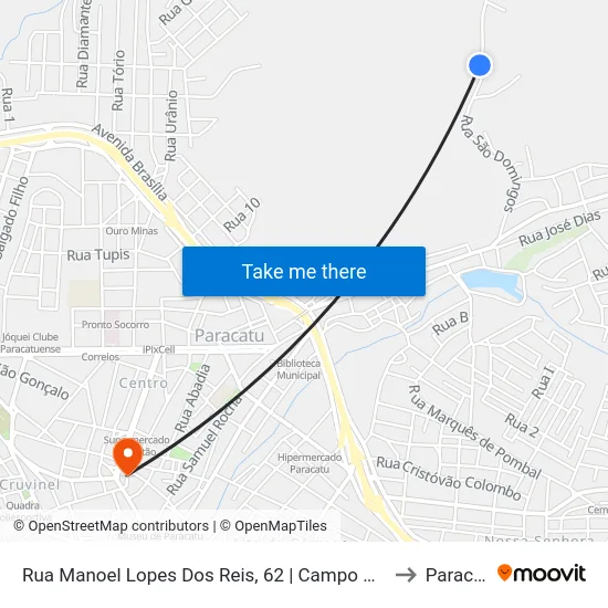 Rua Manoel Lopes Dos Reis, 62 | Campo De Futebol to Paracatu map